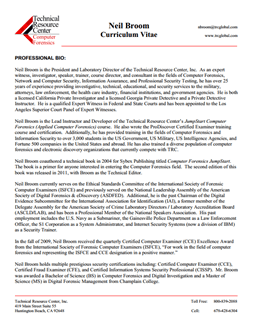 CV for Neil Broom Expert Witness in Computer Forensics Investigations in Maryland